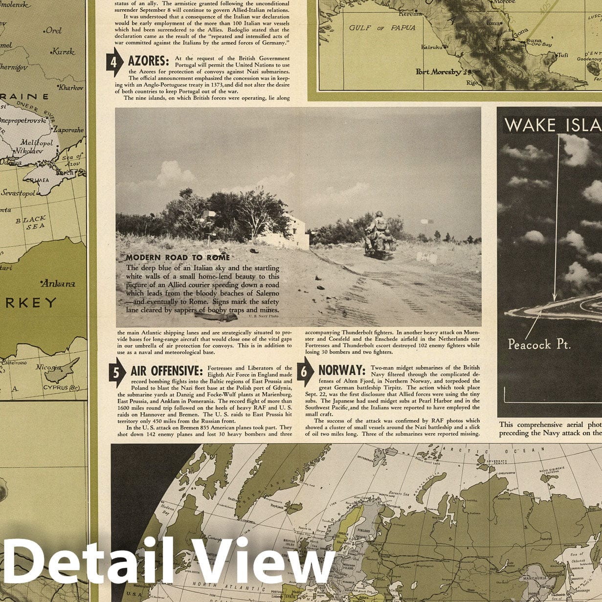 World War II: Roads to Rome, Southwest Pacific, Wake Island - Pictorial Map, 1943