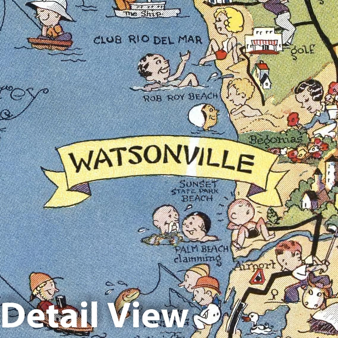 Historic Map - A Cartograph of Monterey Bay Region, Monterey Bay Region. 1932 - Vintage Wall Art