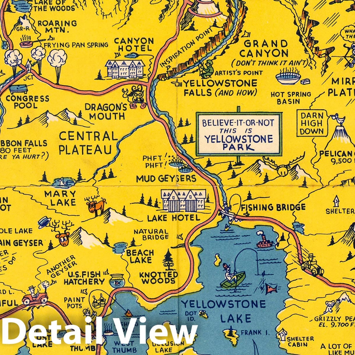 Yellowstone National Park - Pictorial Map, 1936