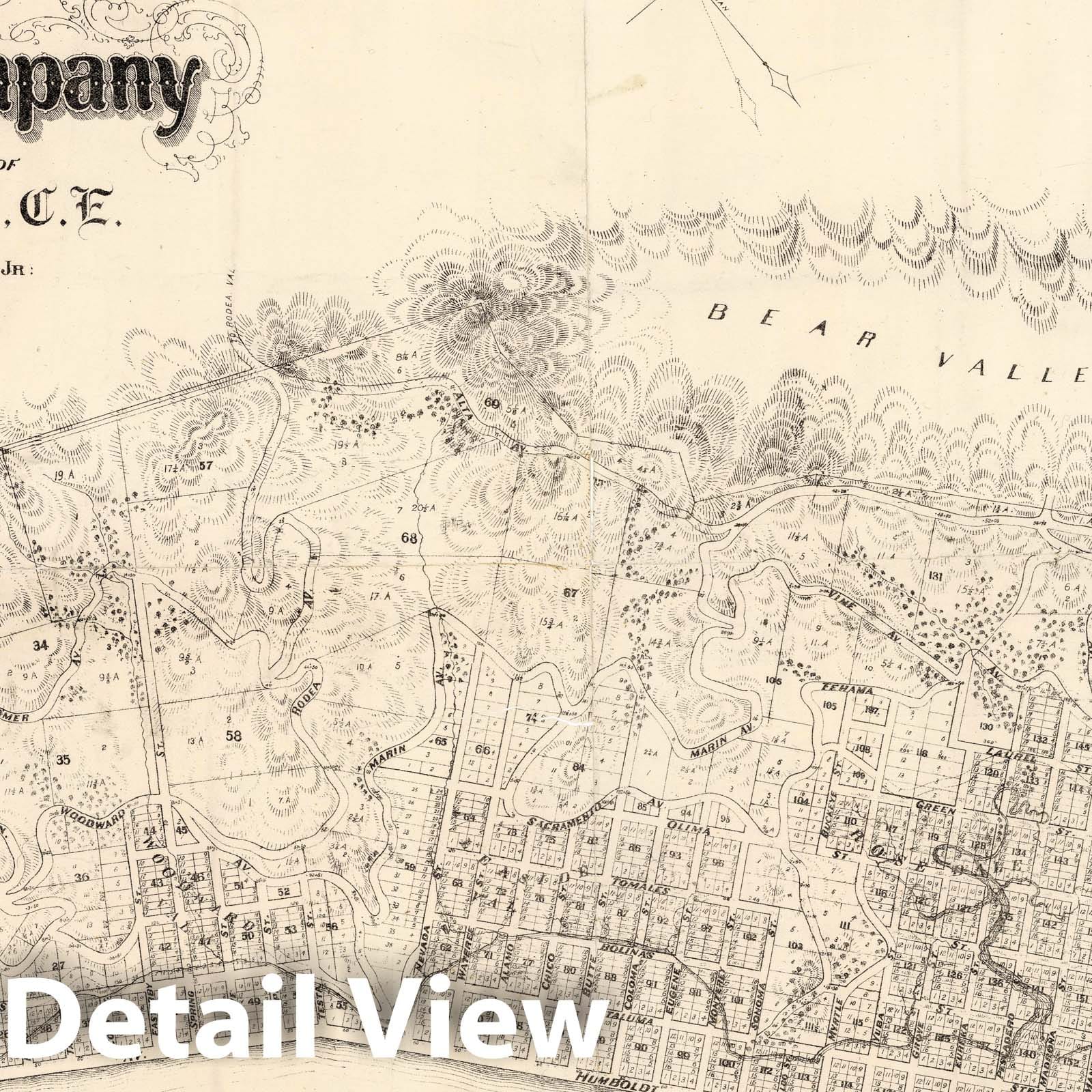 Sausalito, California 1868 Cadastral Map - Historical Reproduction