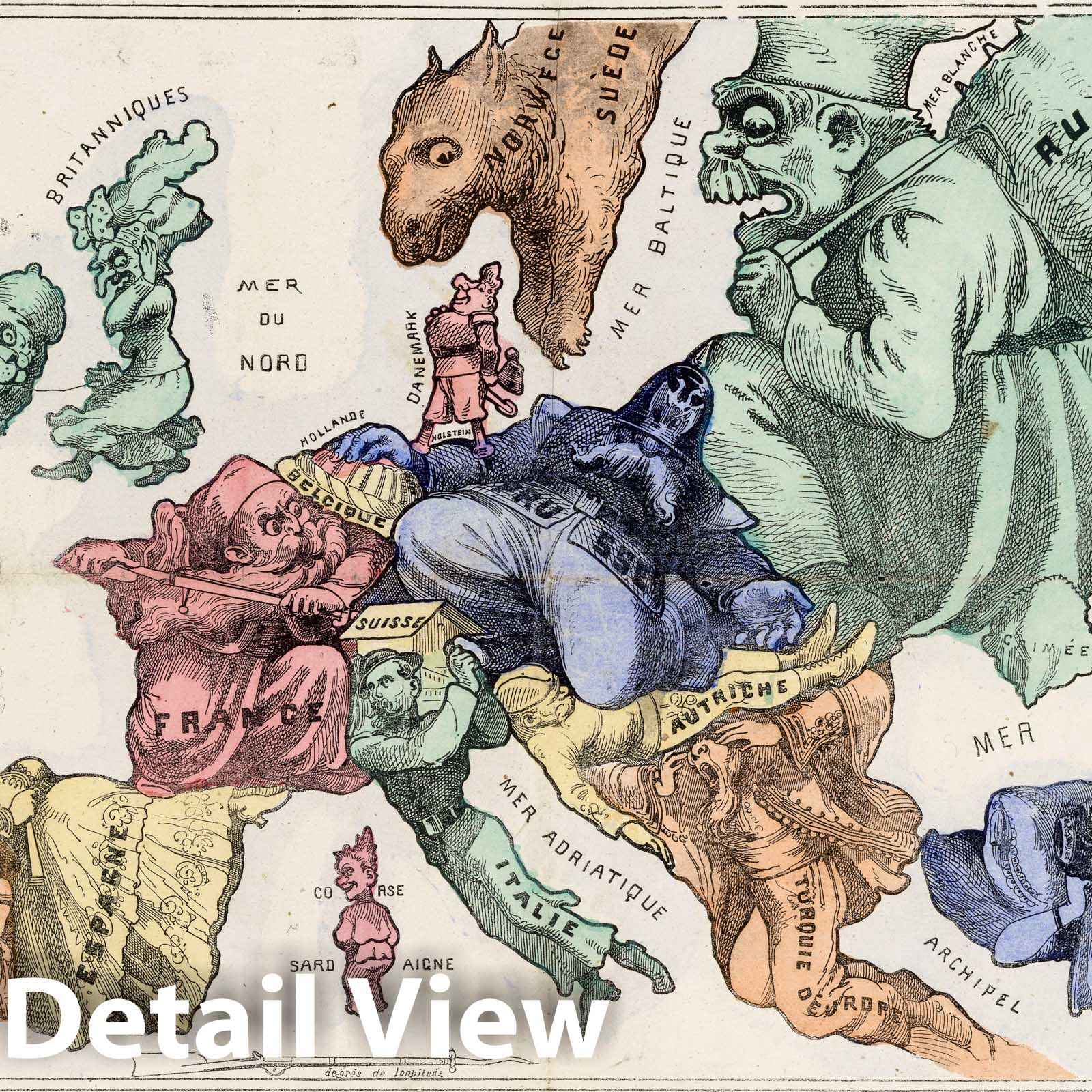Europe - Satirical Map, 1870 - Historical Pictorial Print
