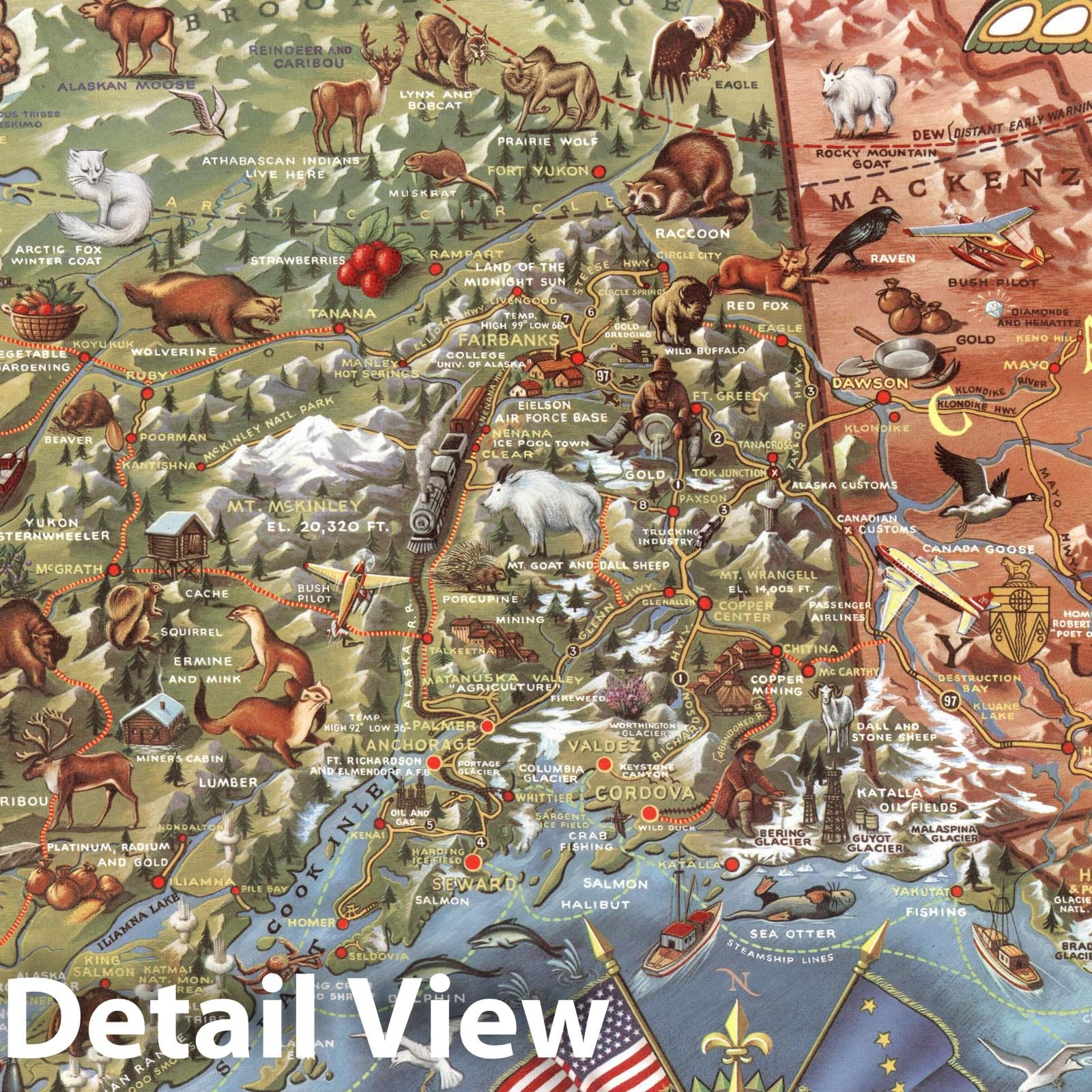 Alaska - Pictorial Map, 1959 - Historical Map Print