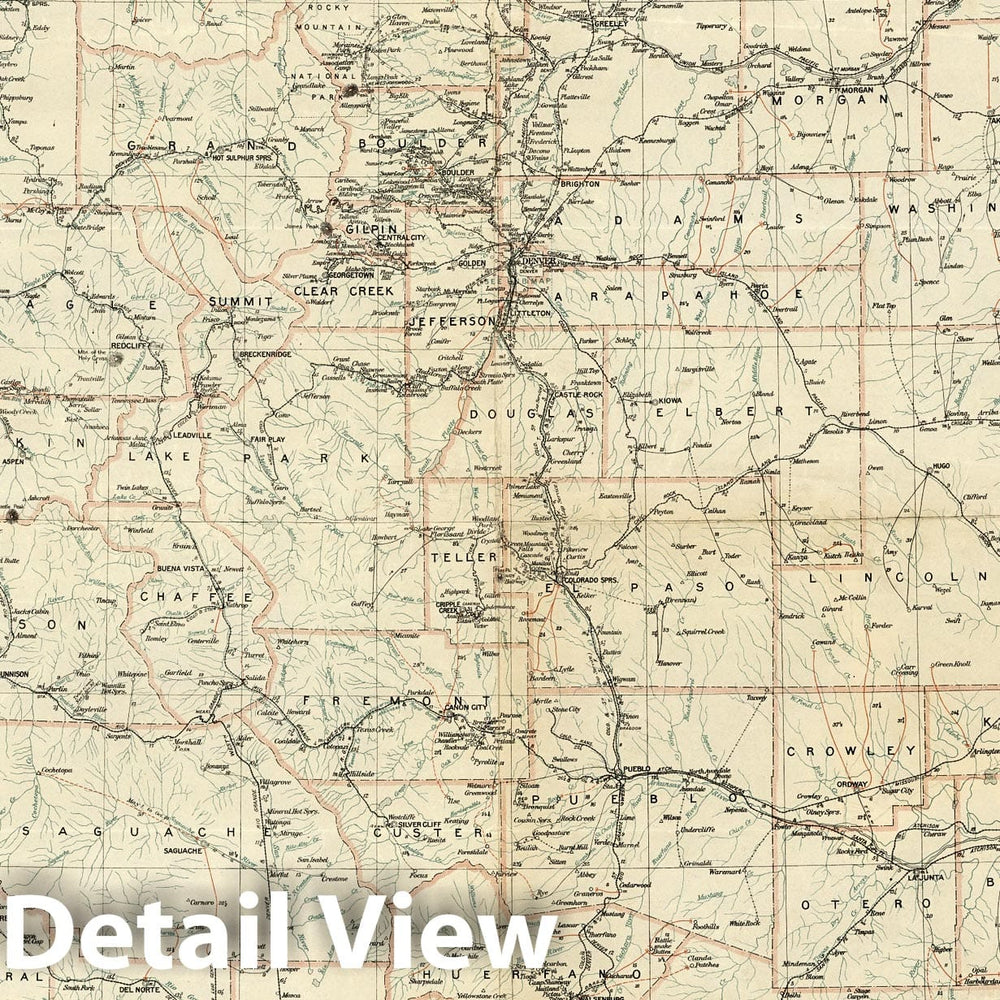 Historic Map : Post route map of the state of Colorado, 1923 - Vintage Wall Art