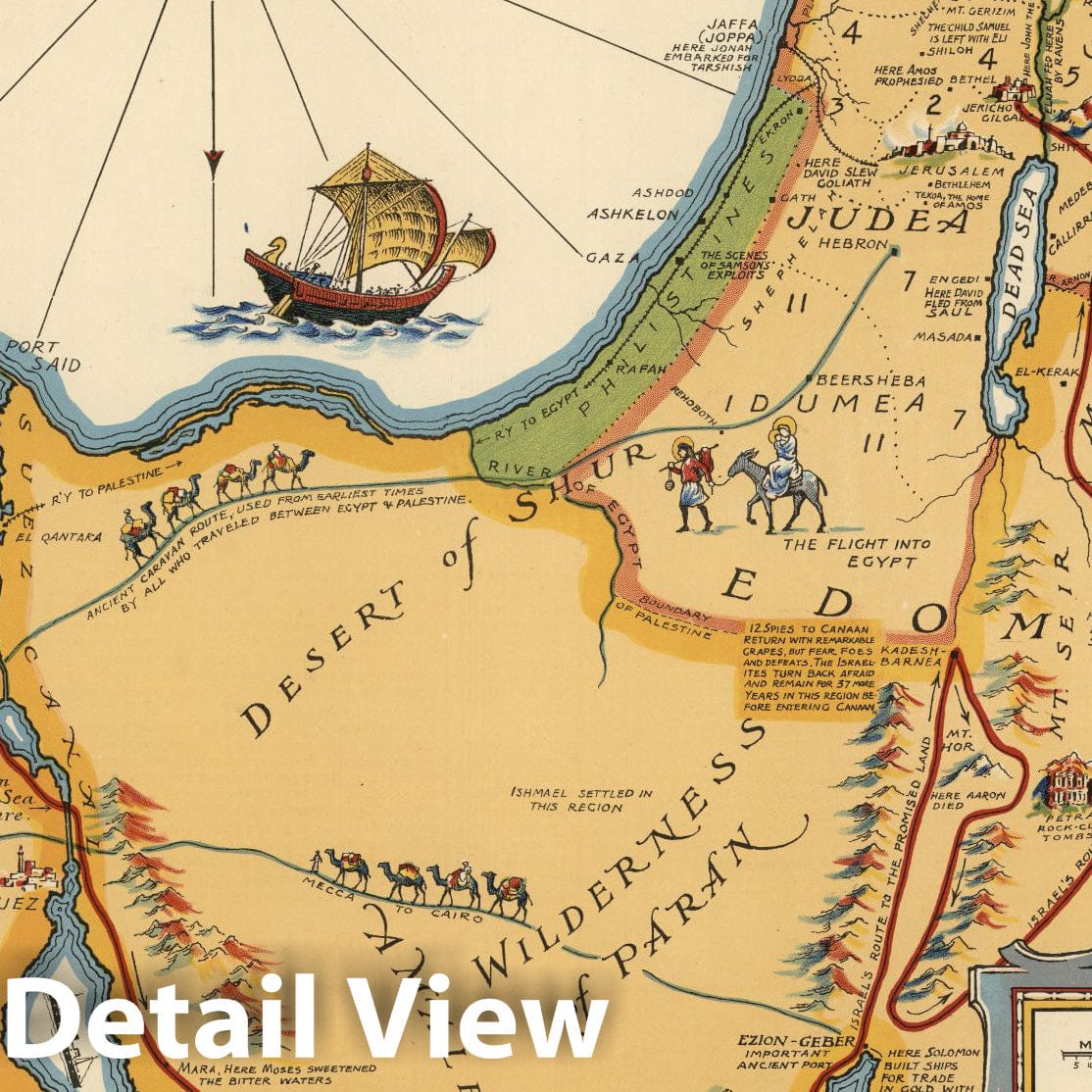 Palestine - Pictorial Map, 1928 - Historical Map Print