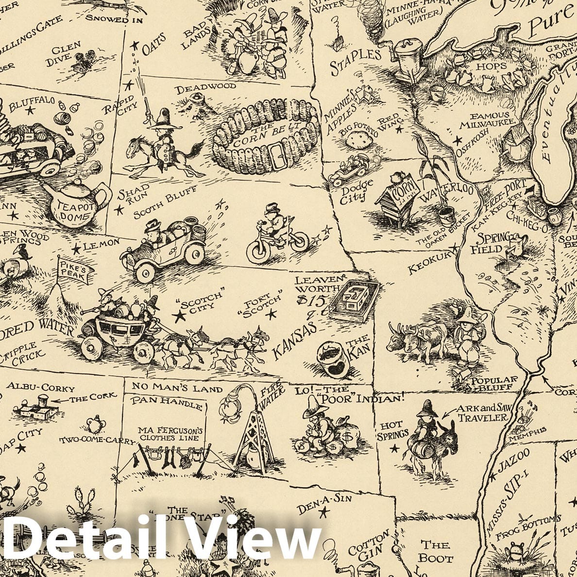 United States - Pictorial Map, 1926 (Bootlegger's Map)