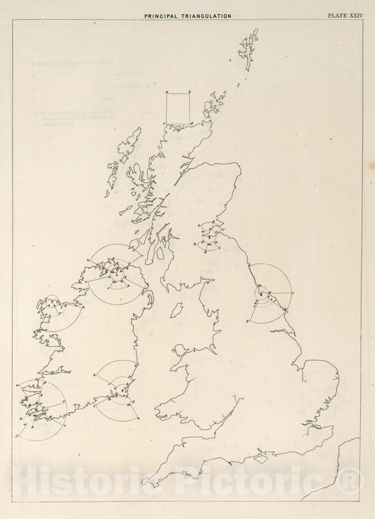 Historic Map : Survey Book, Plate XXIV: Principal Triangulation 1858 - Vintage Wall Art