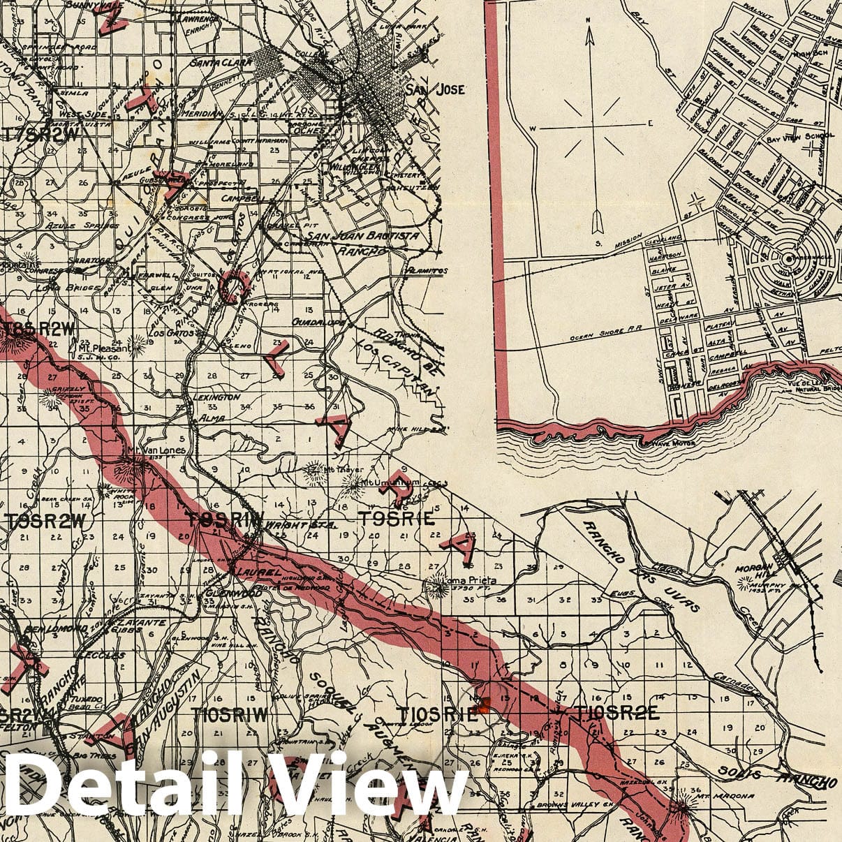 Historic Map : Weber's Map of Santa Cruz County, California, 1914 - Vintage Wall Art