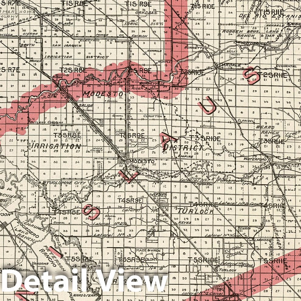 Stanislaus County, California - Railroad Map, 1914