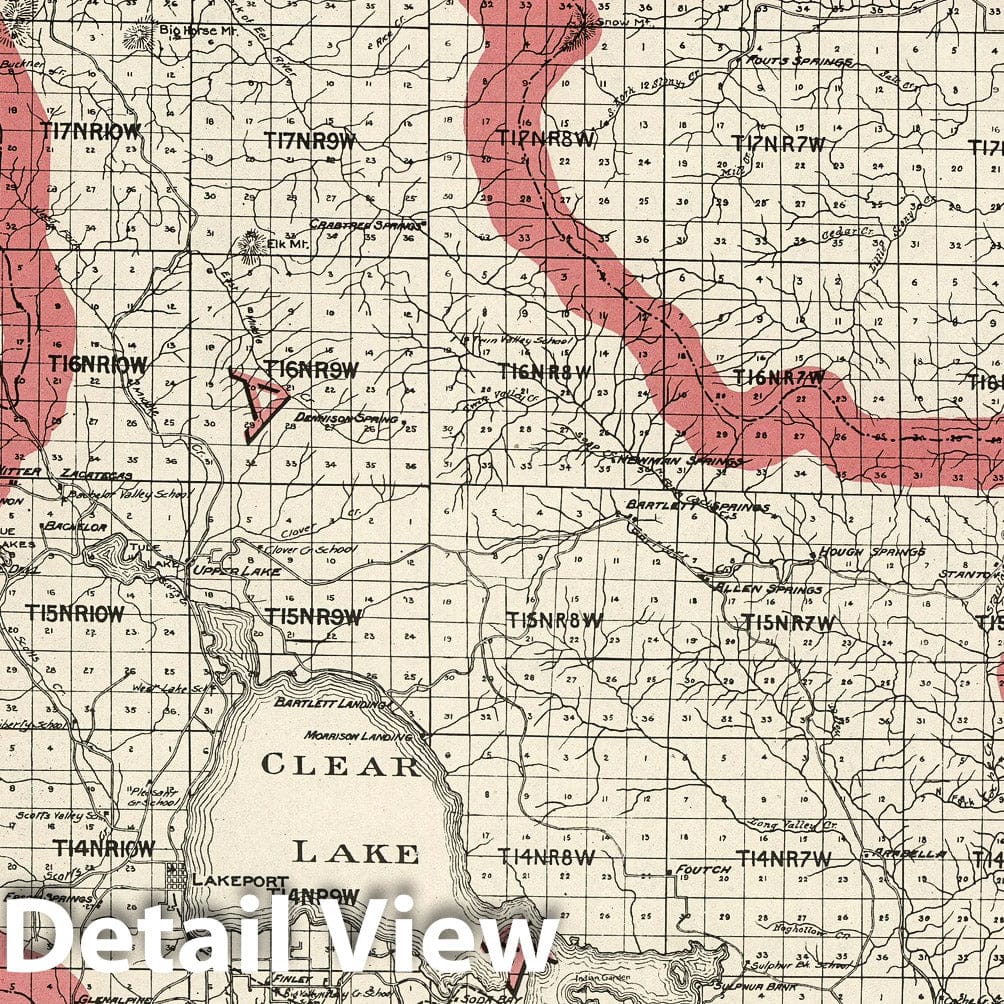 Lake County, California - Railroad Map, 1914 - Historical Map Print