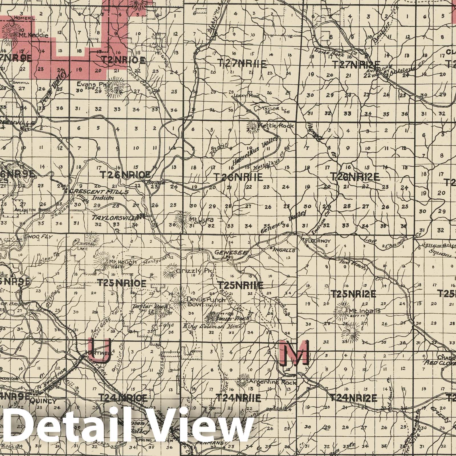 Historic Map - Weber's Map of Plumas County, California, 1914 - Vintage Wall Art