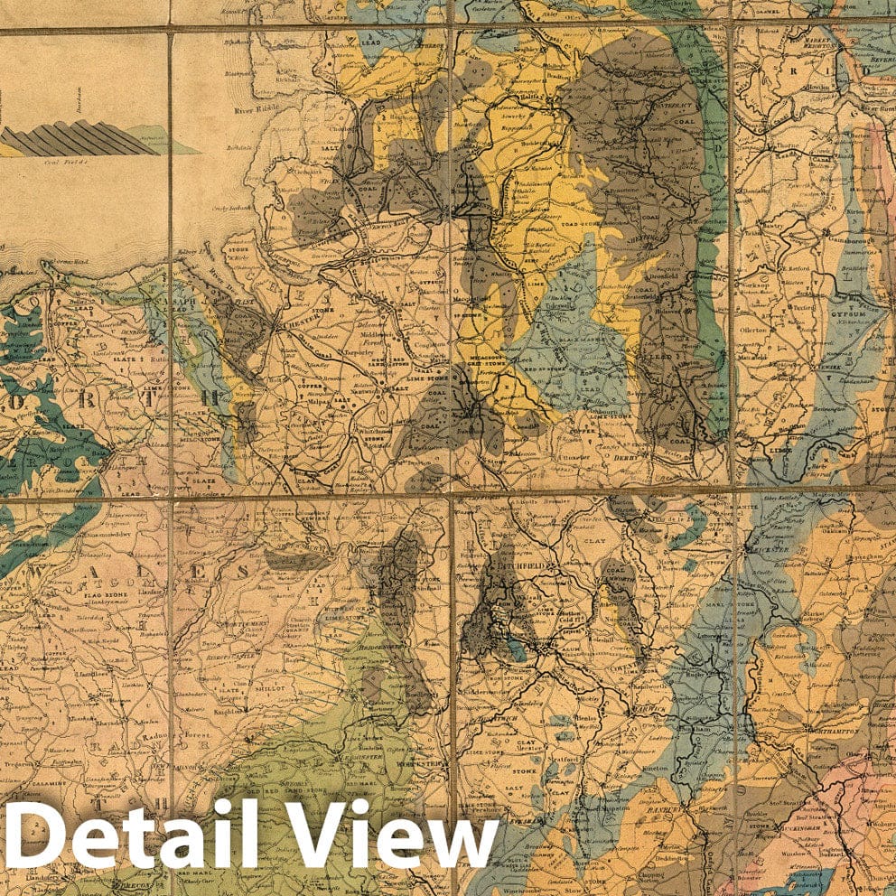 England and Wales - Railroad Map, 1834 - Historical Map Print