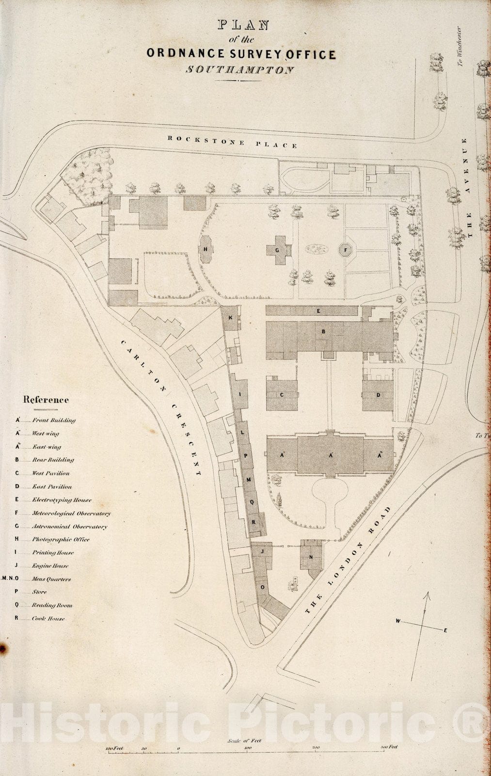 Historic Wall Map : Survey Book, Plan of the Ordnance Survey office ; Southampton 1857 - Vintage Wall Art