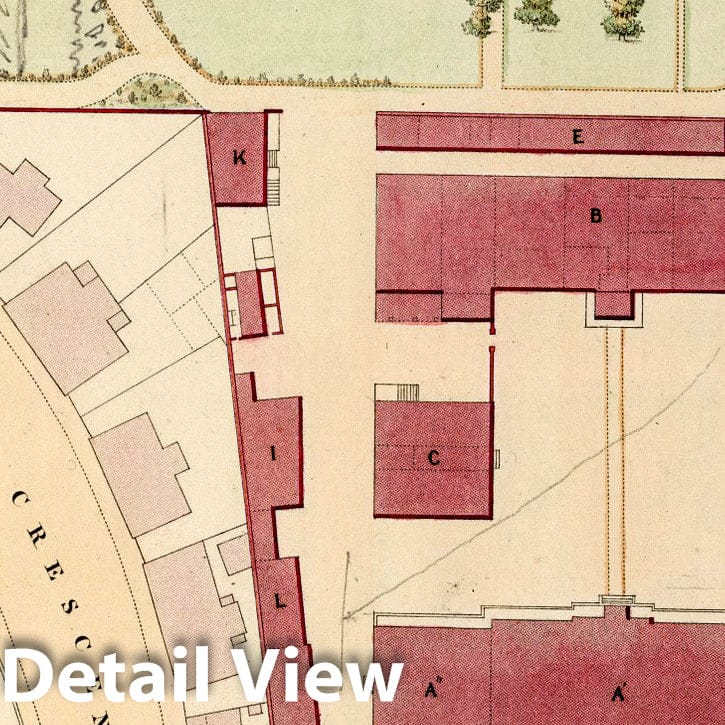 Historic Wall Map : Survey Book, Plan (colored) of the Ordnance Survey office ; Southampton 1857 - Vintage Wall Art