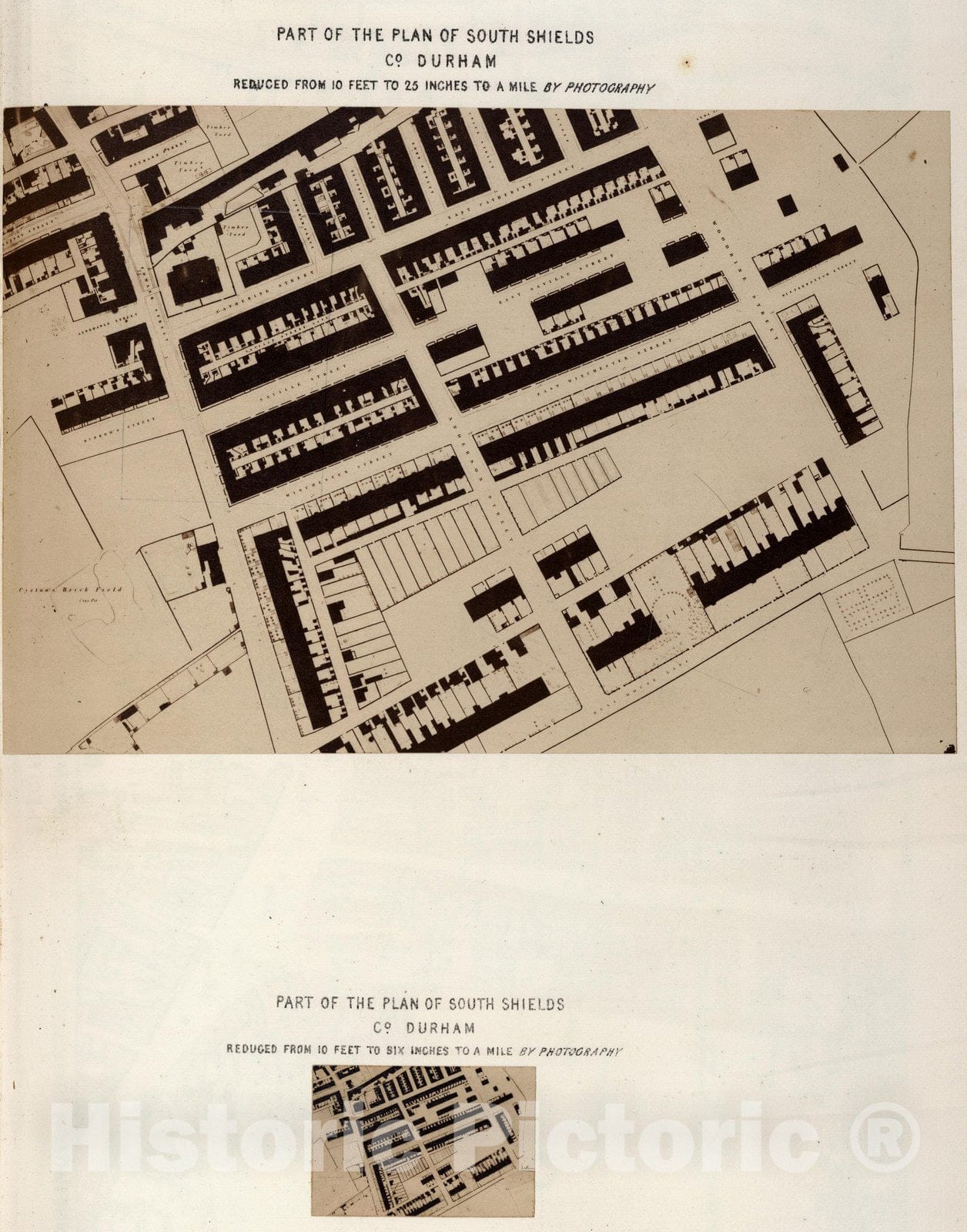 Historic Map : Survey Book, Part of the plan of South Shields 1857 - Vintage Wall Art