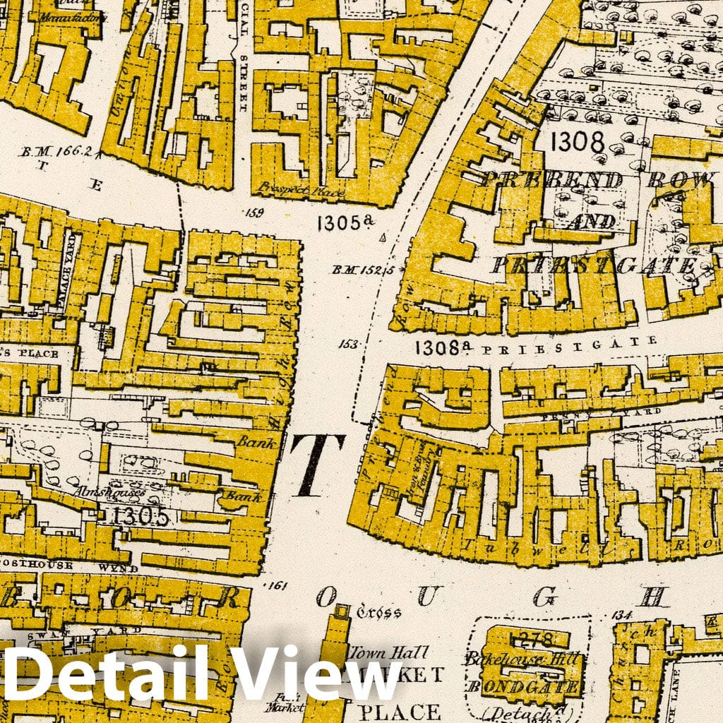 Historic Map : Survey Book, A specimen of part of a 1/2,500 plan, Darlington 1857 - Vintage Wall Art