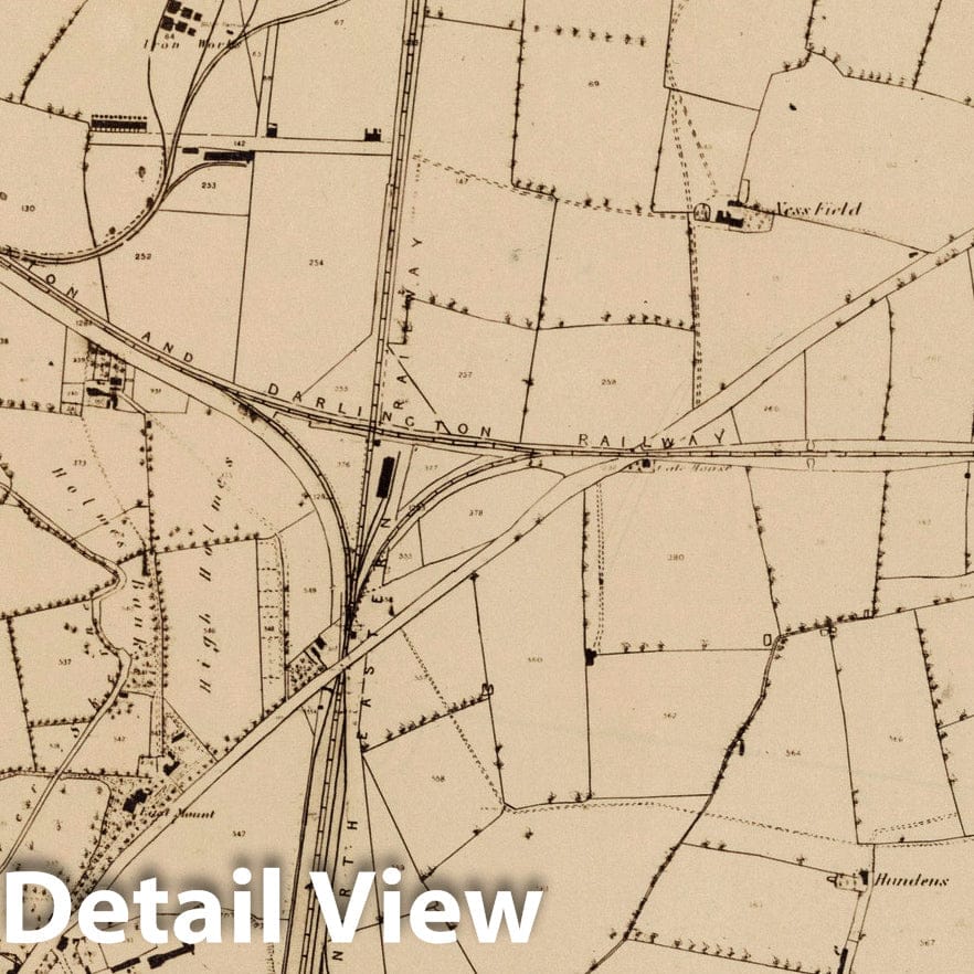 Darlington, County Durham, England - Railroad Map, 1857