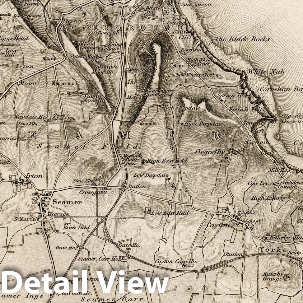 Yorkshire - Survey Map, 1857 - Historical Ordnance Survey Print