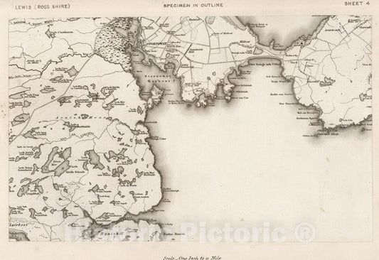 Historic Map : Survey Book, Lewis (Ross Shire) : Specimen in outline 1857 - Vintage Wall Art