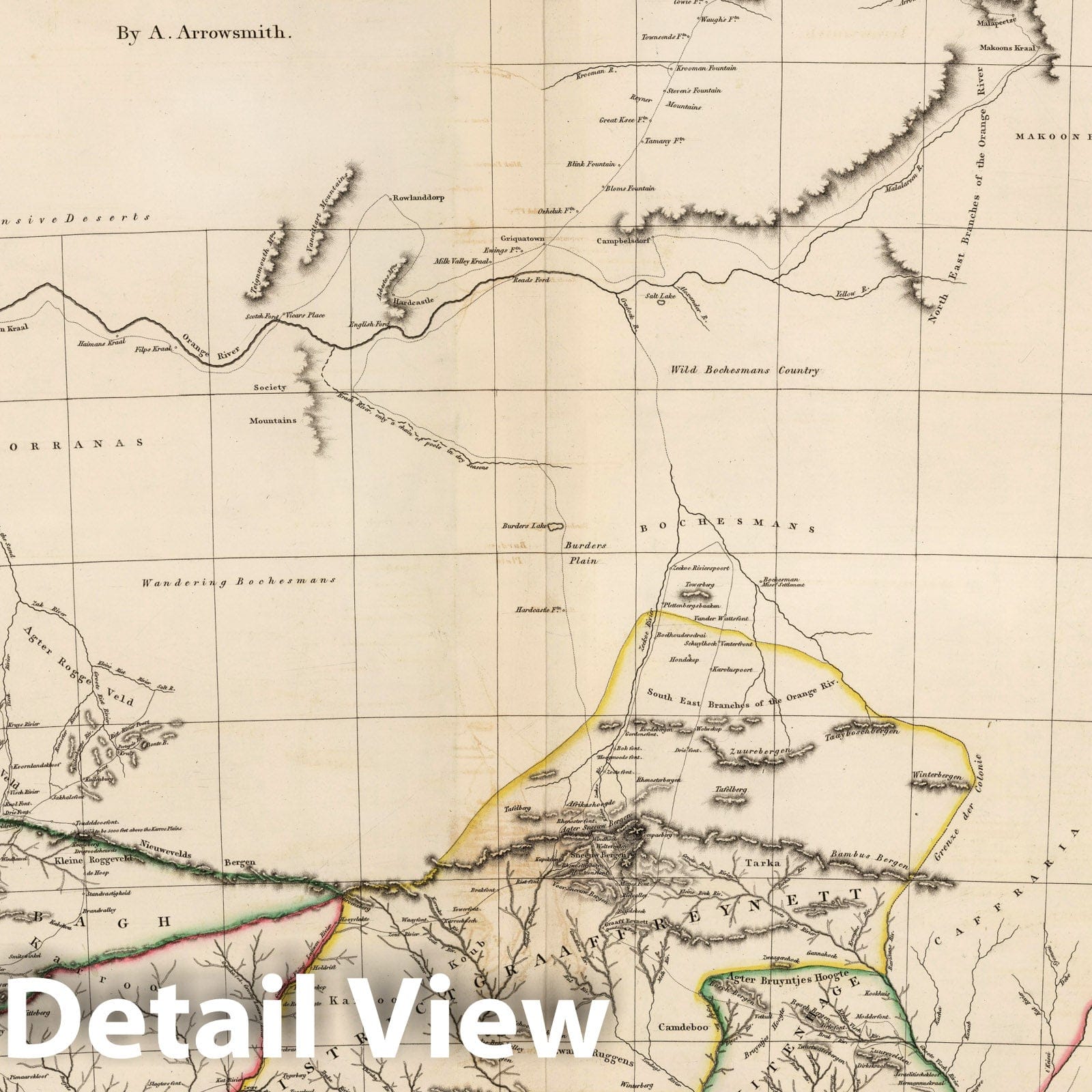 South Africa - Road Map, 1815 - Historical Map Print by Aaron Arrowsmith