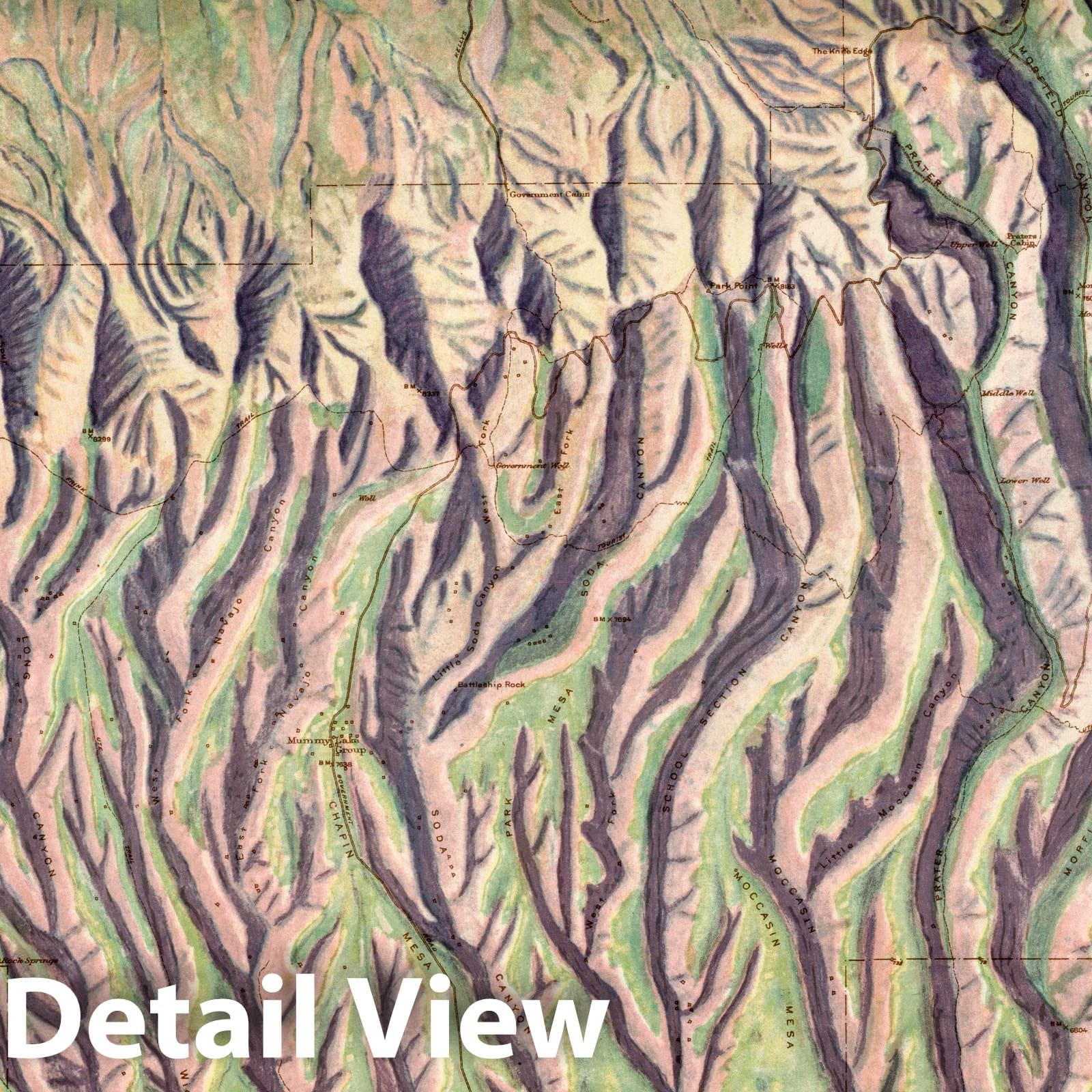 Mesa Verde National Park Colorado 1914 Panoramic Historical Map Print