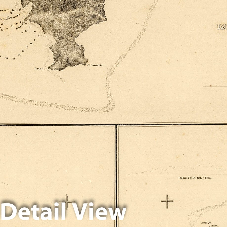 Fiji Islands Nautical Chart, 1840 - Historical Maritime Map Print