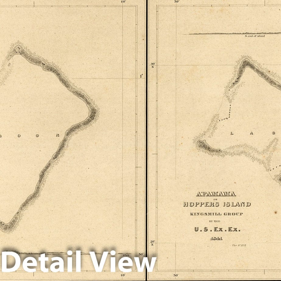 Pacific Islands Nautical Chart, 1841 - Historical Map Print