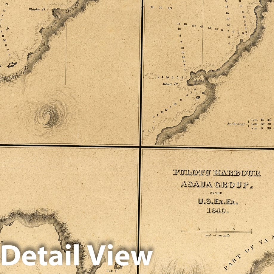 Yasawa Islands, Fiji - Nautical Chart, 1841 - Historical Map Print
