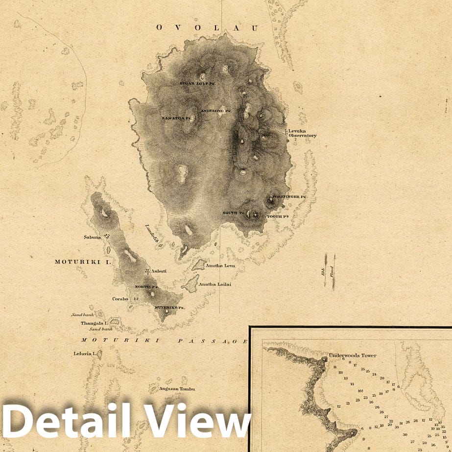 Ovalau, Fiji - Nautical Chart, 1841 - Historical Map Print