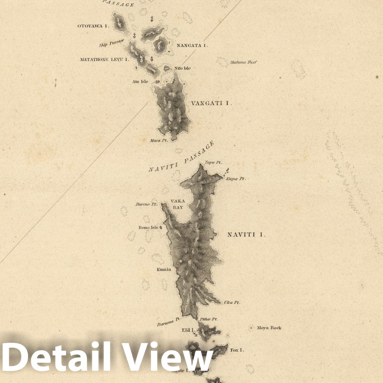 Fiji Islands, Western Group - Nautical Chart, 1841 - Historical Map Print