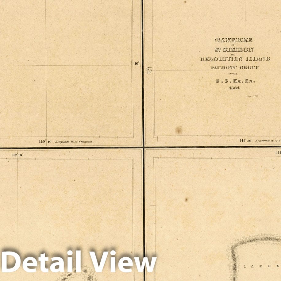 Paumotu Group Islands Nautical Chart, 1841 - Historical Map Print