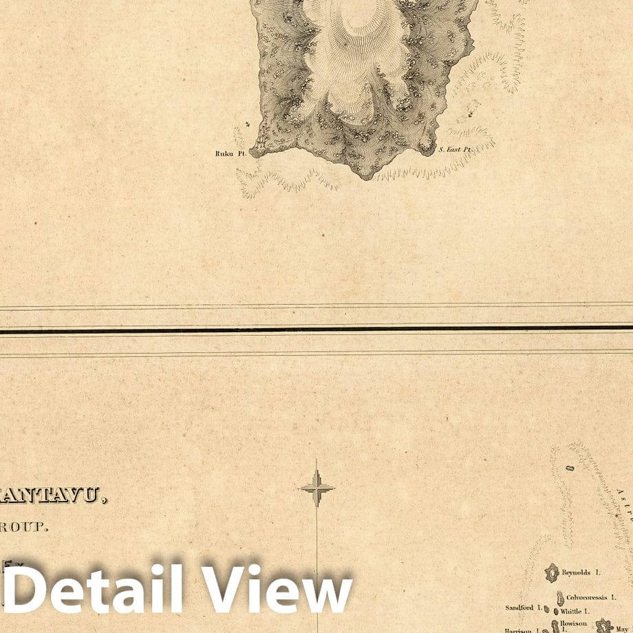 Koro and Kadavu Islands, Fiji - Nautical Chart, 1841