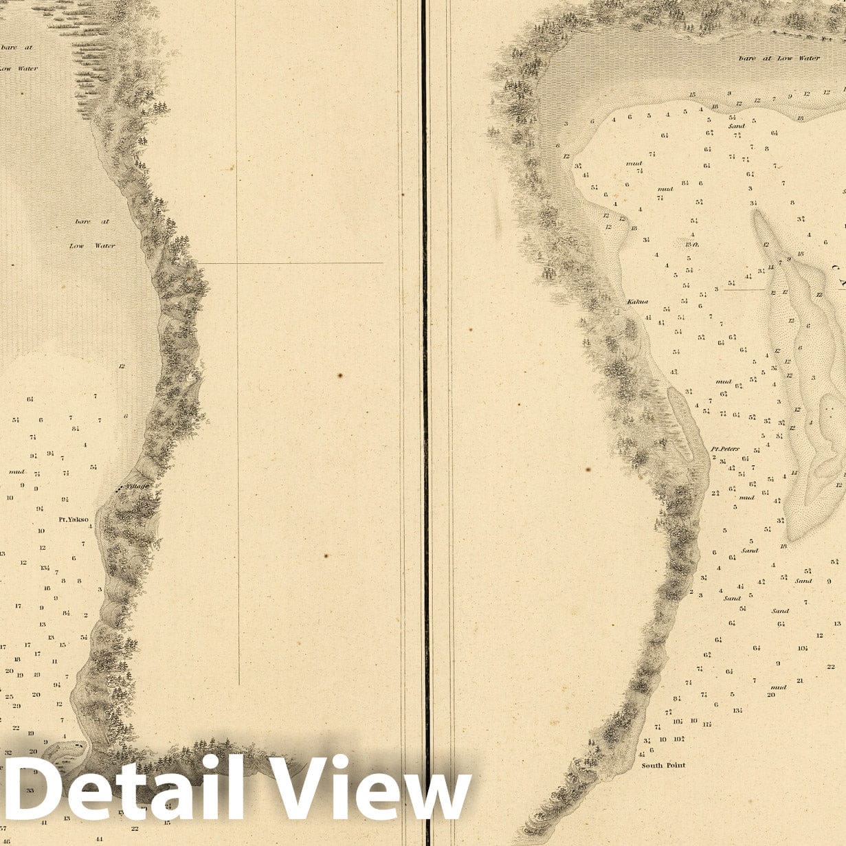 Hoods Canal, Oregon Territory - Nautical Chart, 1841 - Historical Map Print