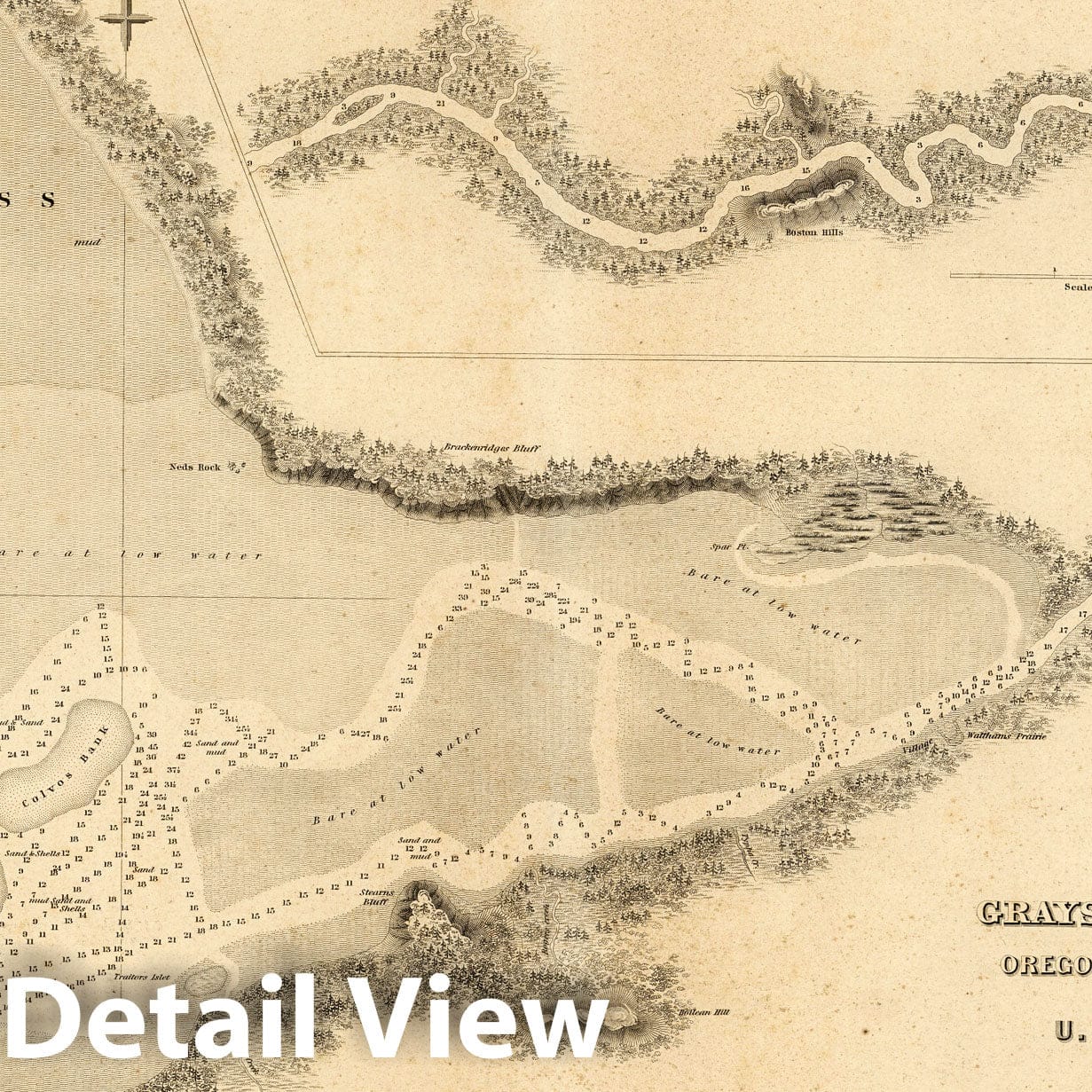 Grays Harbour, Washington - Nautical Chart, 1841 - Historical Map Print