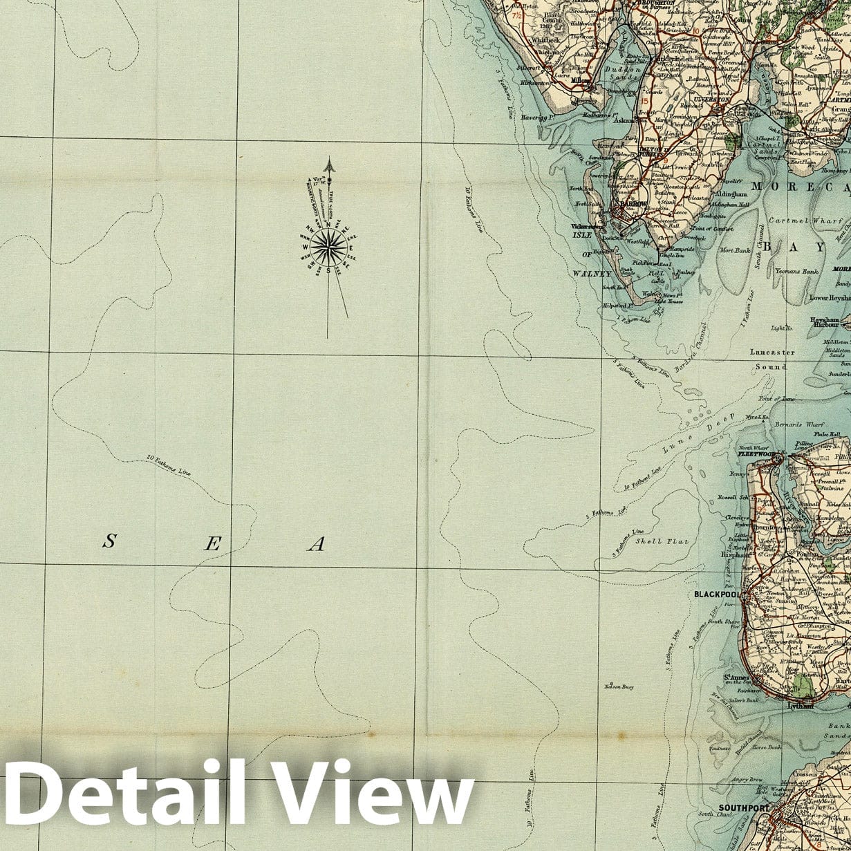 Lancashire and Isle of Man - Sheet 2, 1919 - Bartholomew's Road Map Print
