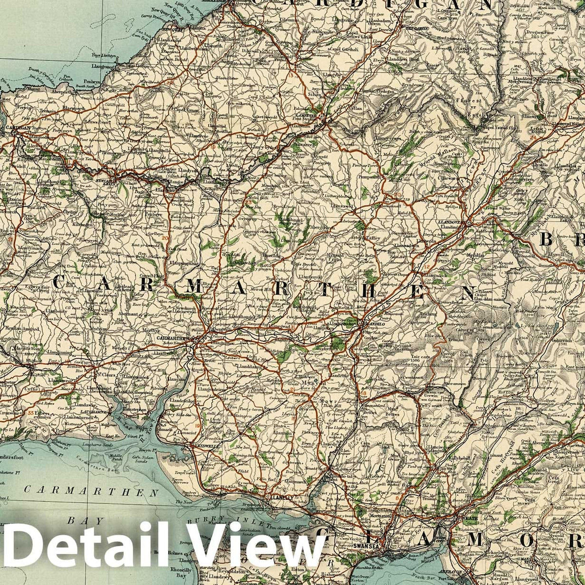 South Wales - Railroad Map, 1918 - Bartholomew's 4 Miles to the Inch