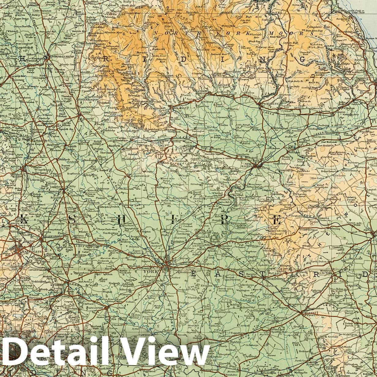 England North East - Survey Map, 1924 - Ordnance Survey Historical Print