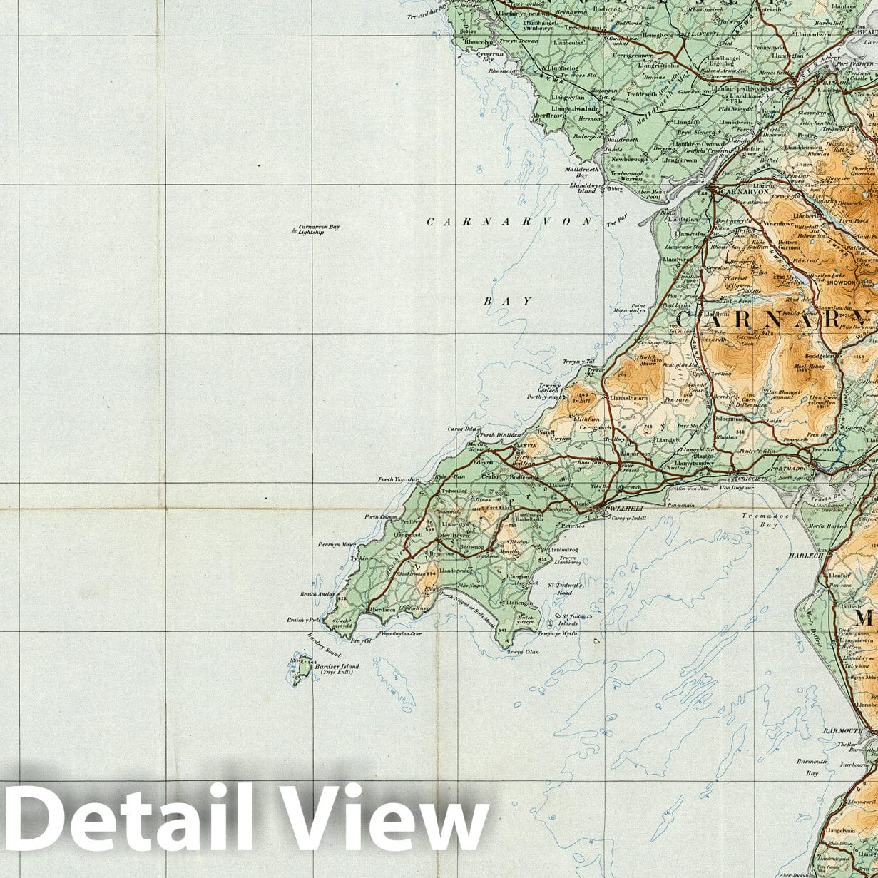 North Wales - Survey Map, 1920 - Ordnance Survey Historical Map Print
