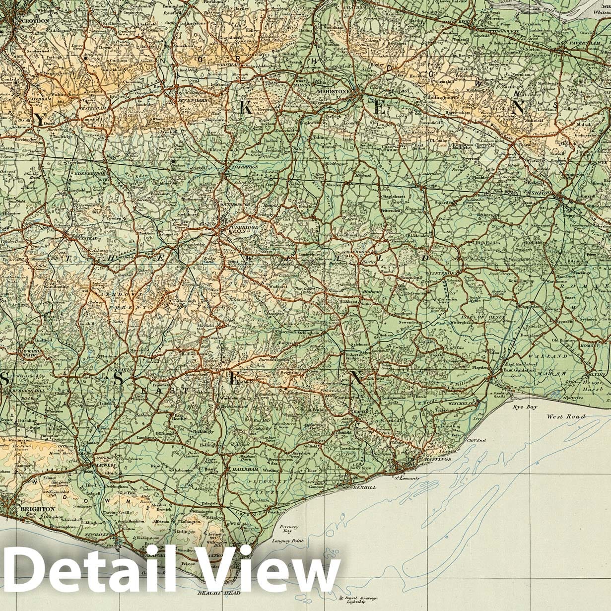 England, South-East and London - Railroad Map, 1922
