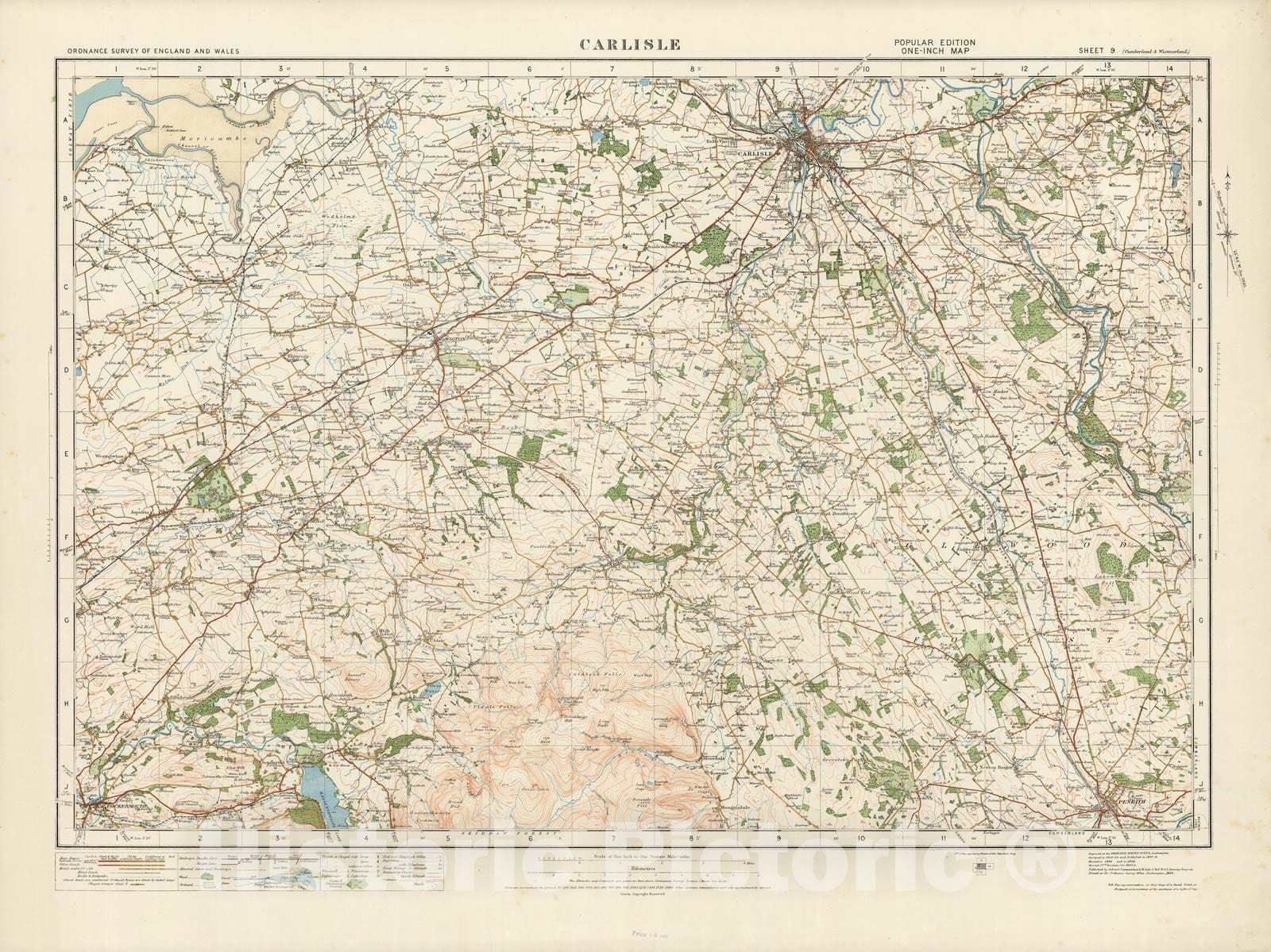 Historic Map : Sheet 9. Carlisle. 1921 - Vintage Wall Art