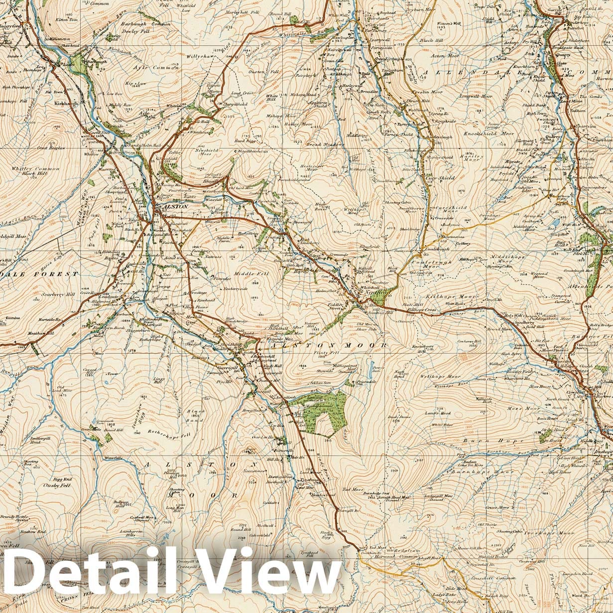 Alston and Weardale - Survey Map, 1922 - Ordnance Survey Historical Map Print