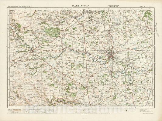 Historic Map : Sheet 14. Darlington. 1922 - Vintage Wall Art