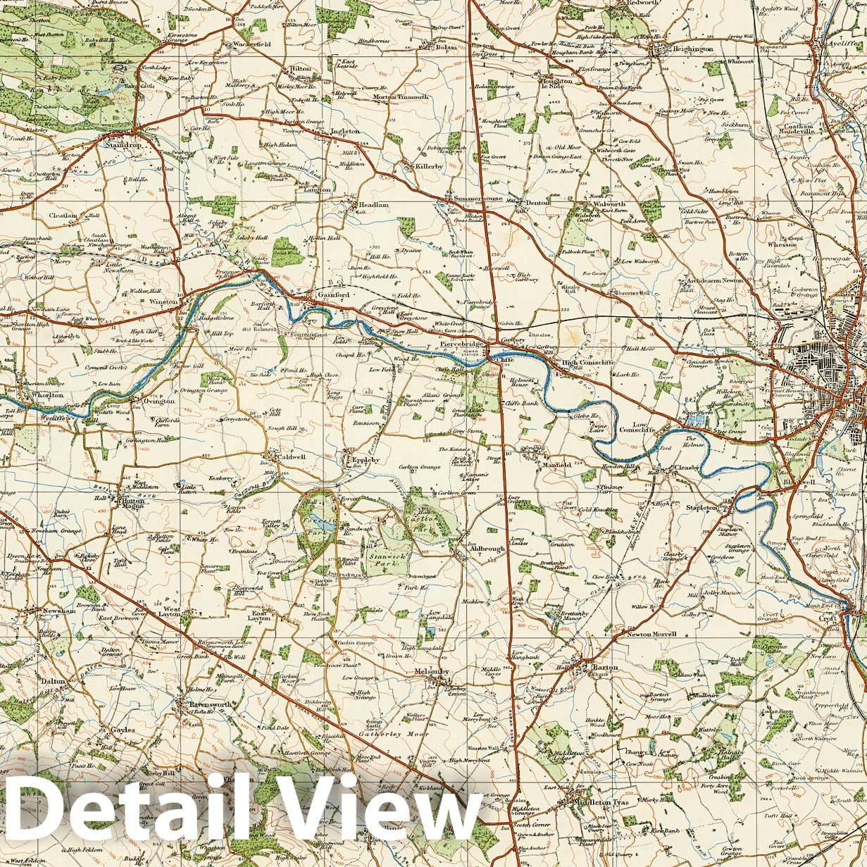 Darlington, England and Wales - Survey Map, 1922 - Historical Map Print