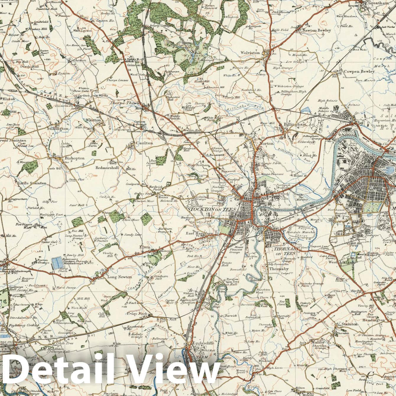 Middlesbrough and Hartlepool, England - 1922 Ordnance Survey Topographic Map