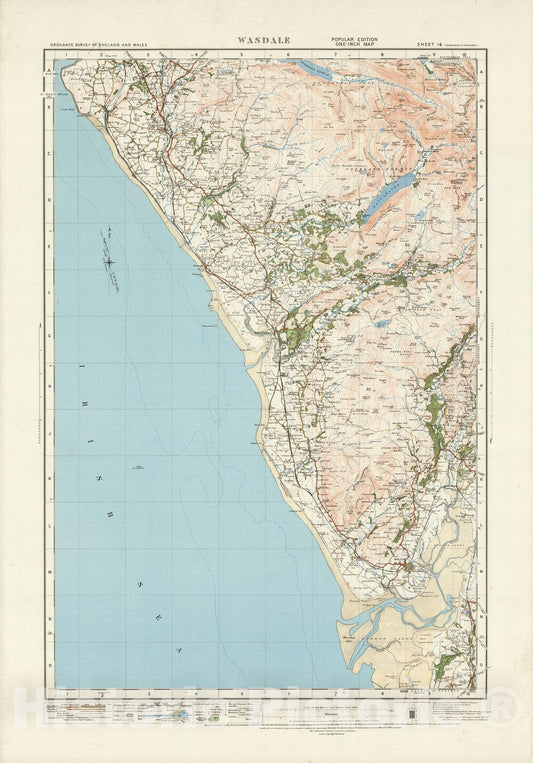 Historic Map : Sheet 18. Wasdale. 1921 - Vintage Wall Art