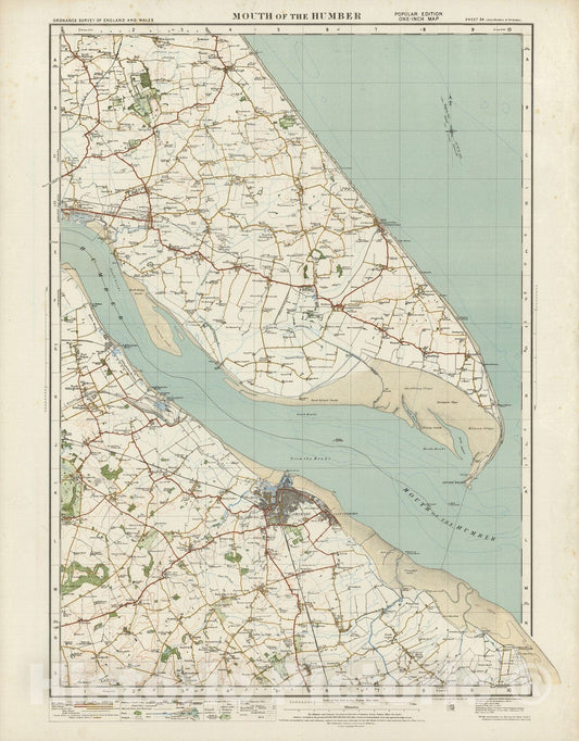 Historic Wall Map : Sheet 34. Mouth of the Humber. 1921 - Vintage Wall Art