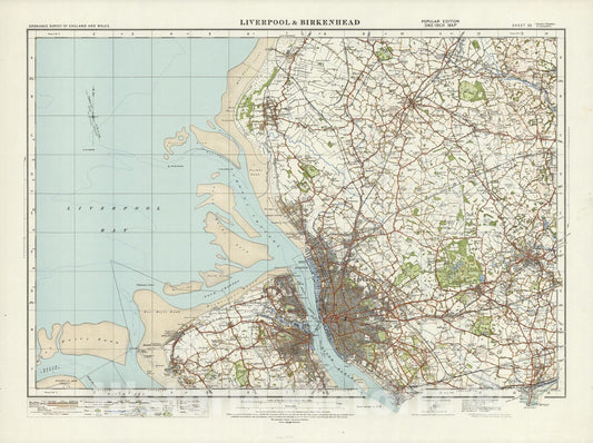 Historic Map : Sheet 35. Liverpool & Birkenhead. 1920 - Vintage Wall Art