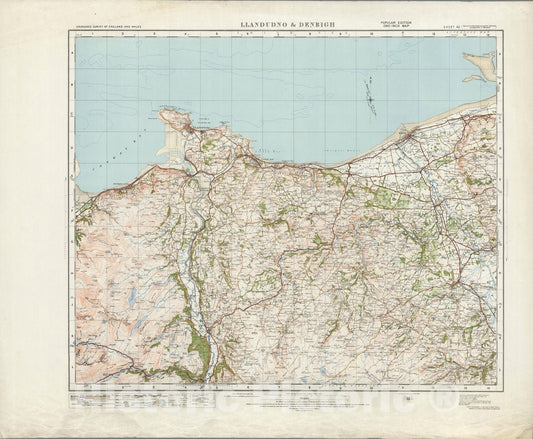 Historic Map : Sheet 42. Llandudno & Denbigh. 1919 - Vintage Wall Art