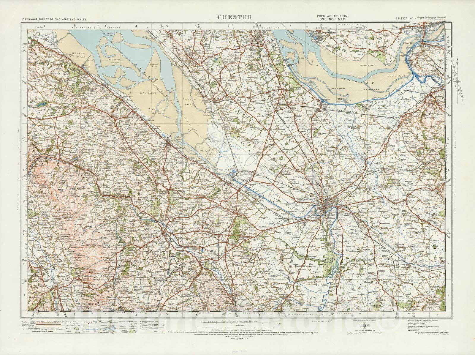 Historic Map : Sheet 43. Chester. 1920 - Vintage Wall Art