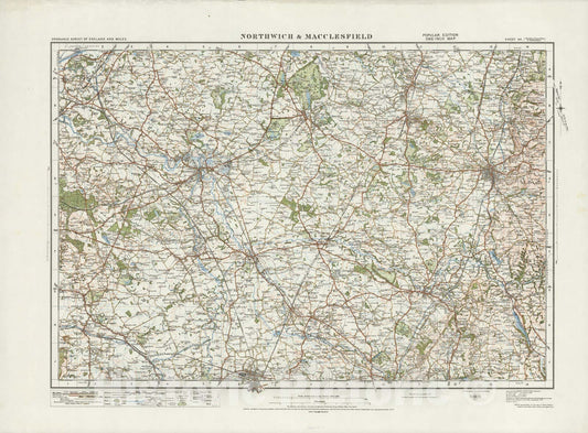 Historic Map : Sheet 44. Northwich & Macclesfield. 1920 - Vintage Wall Art