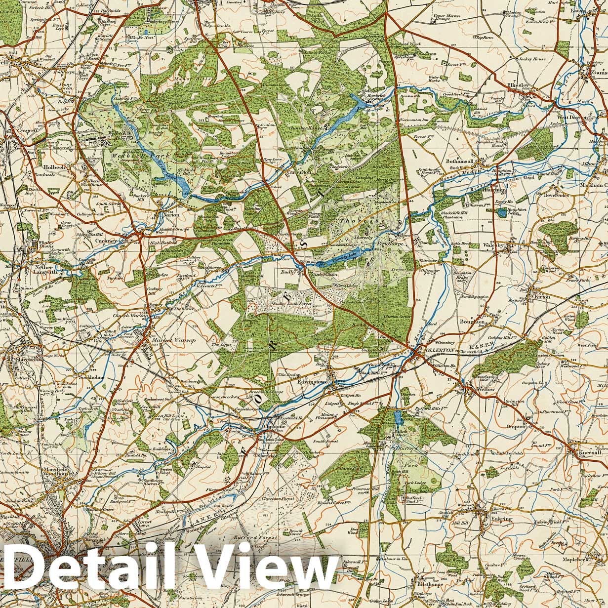 The Dukeries - Survey Map, 1920 - Ordnance Survey One-Inch Map